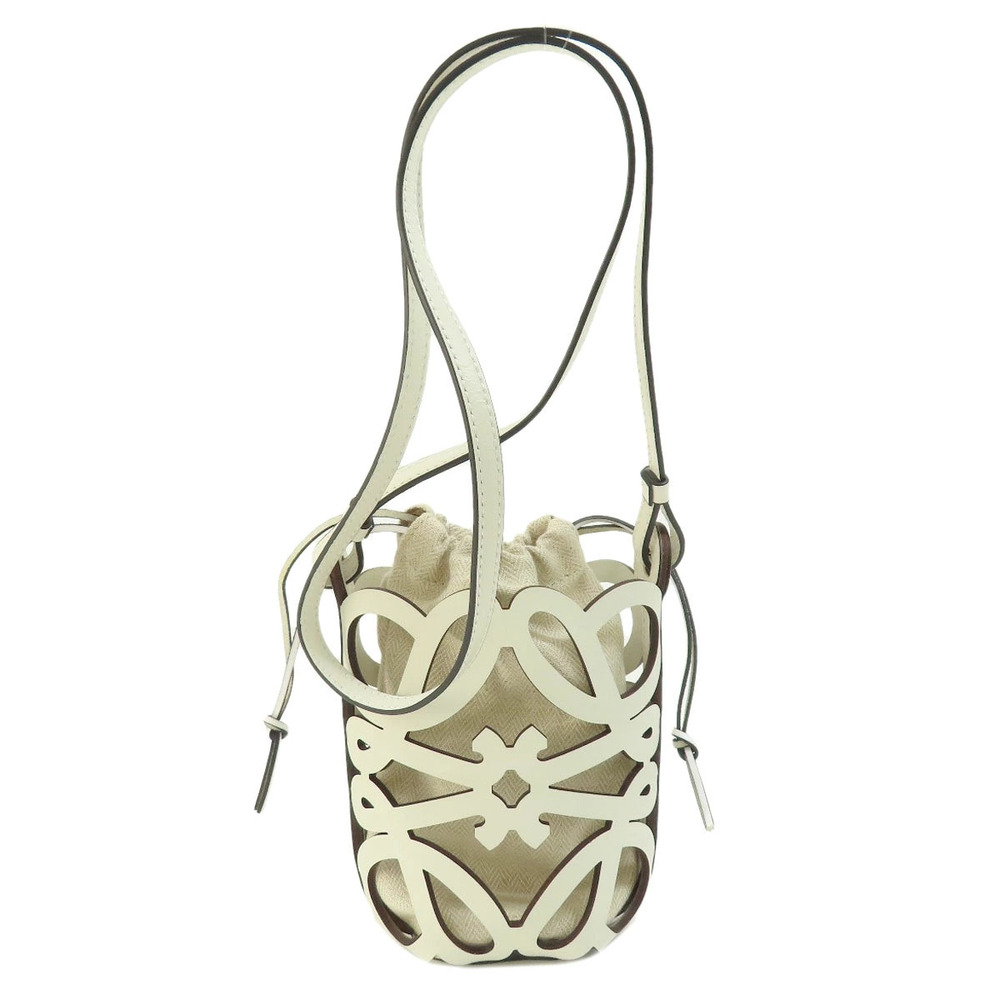 Loewe Calfskin Cutout Pocket Canvas Anagram Shoulder Bag
